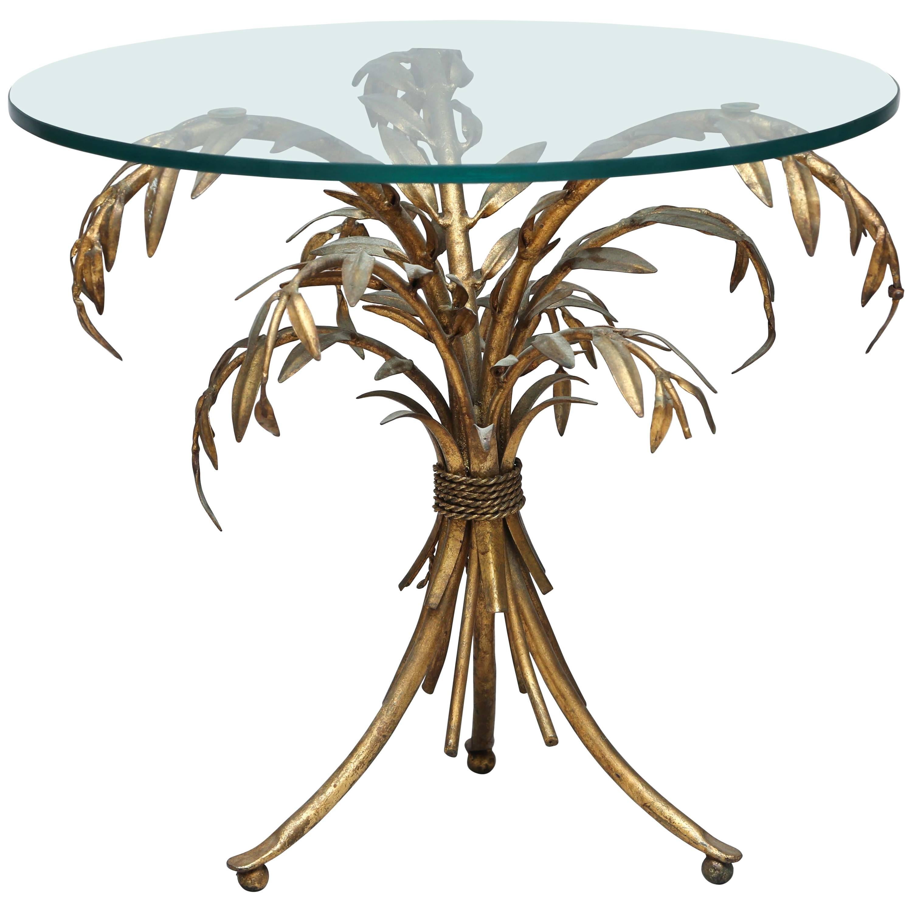 Gilded Iron Palm Tree Accent Table