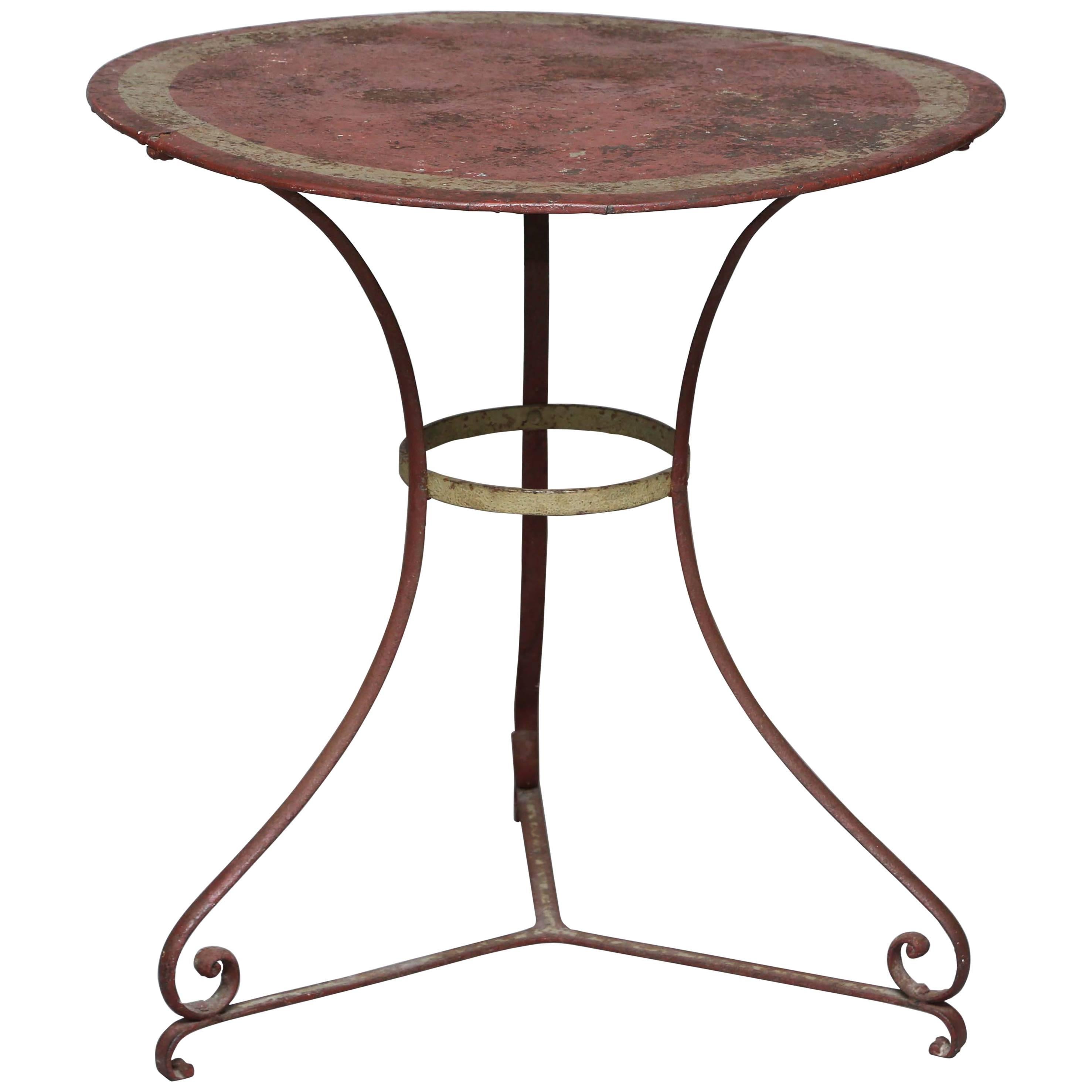 19th Century French Painted Tole Cafe Table For Sale