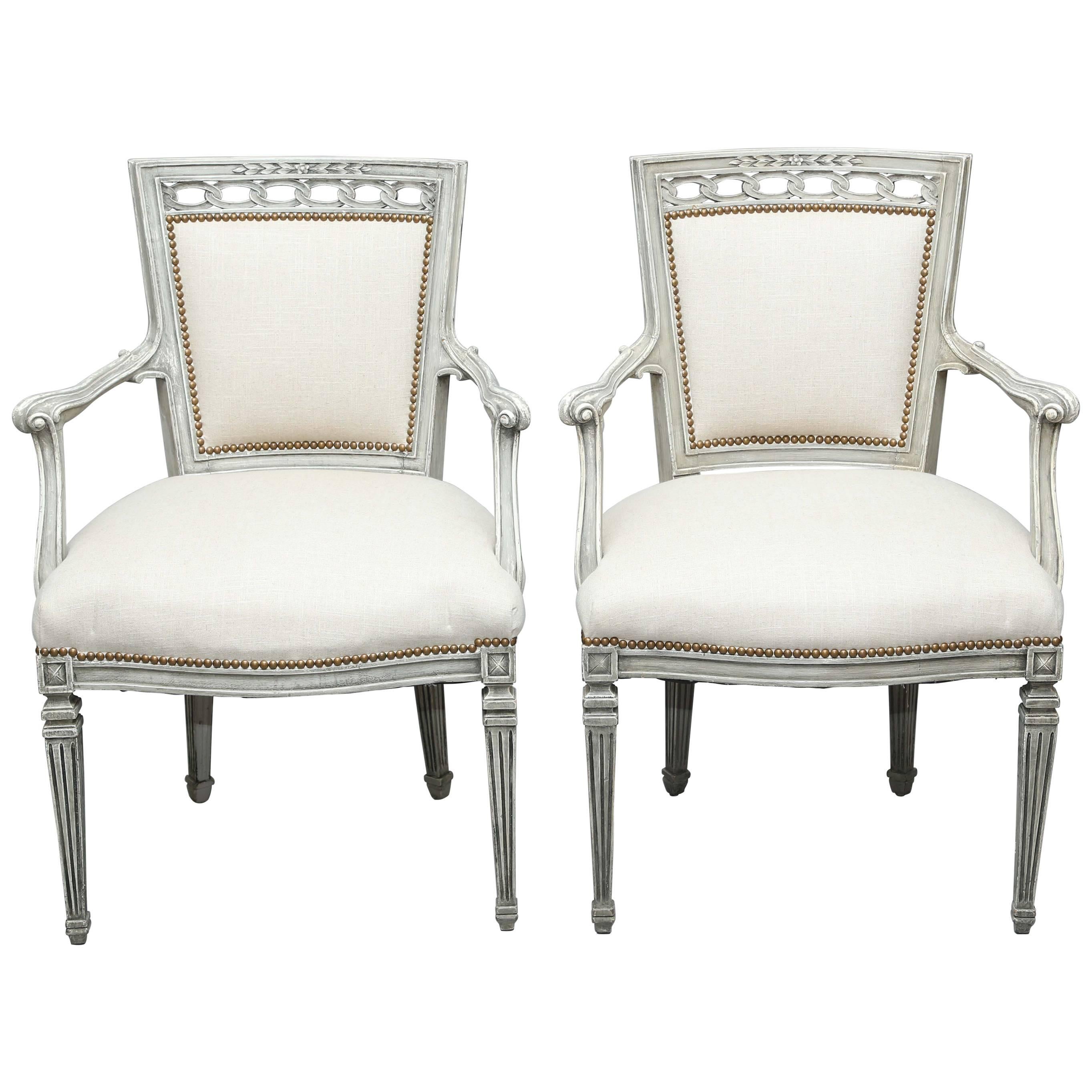 Pair of Painted Italian Armchairs