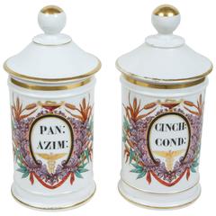 Pair of Paris Porcelain Apothecary Jars, 19th Century