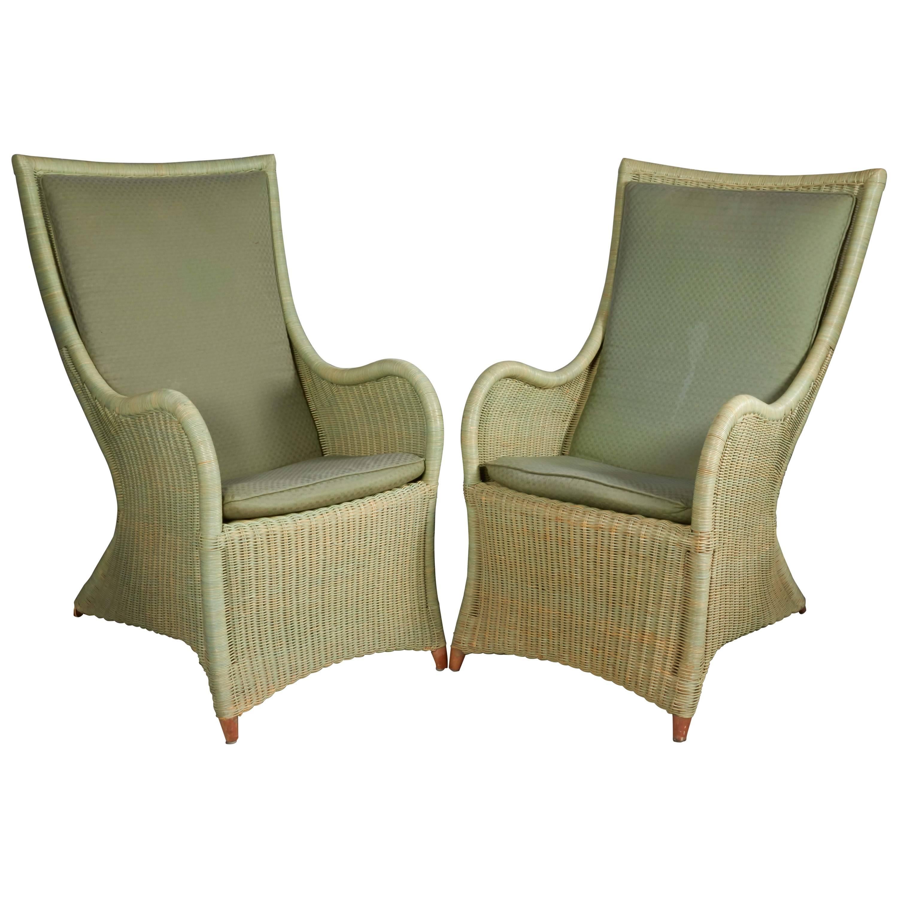 High Back French Wicker Chairs