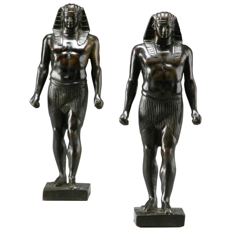 Pair of Patinated Bronze Small Statues of Antinous For Sale at 1stDibs