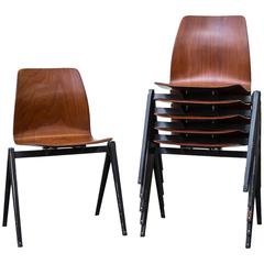 Set of Six Jean Prouve Inspired Industrial Stacking Chairs