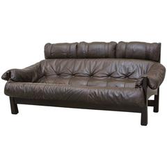 Percival Lafer Style Three-Seat Leather Sofa by Gerard Van Den Berg