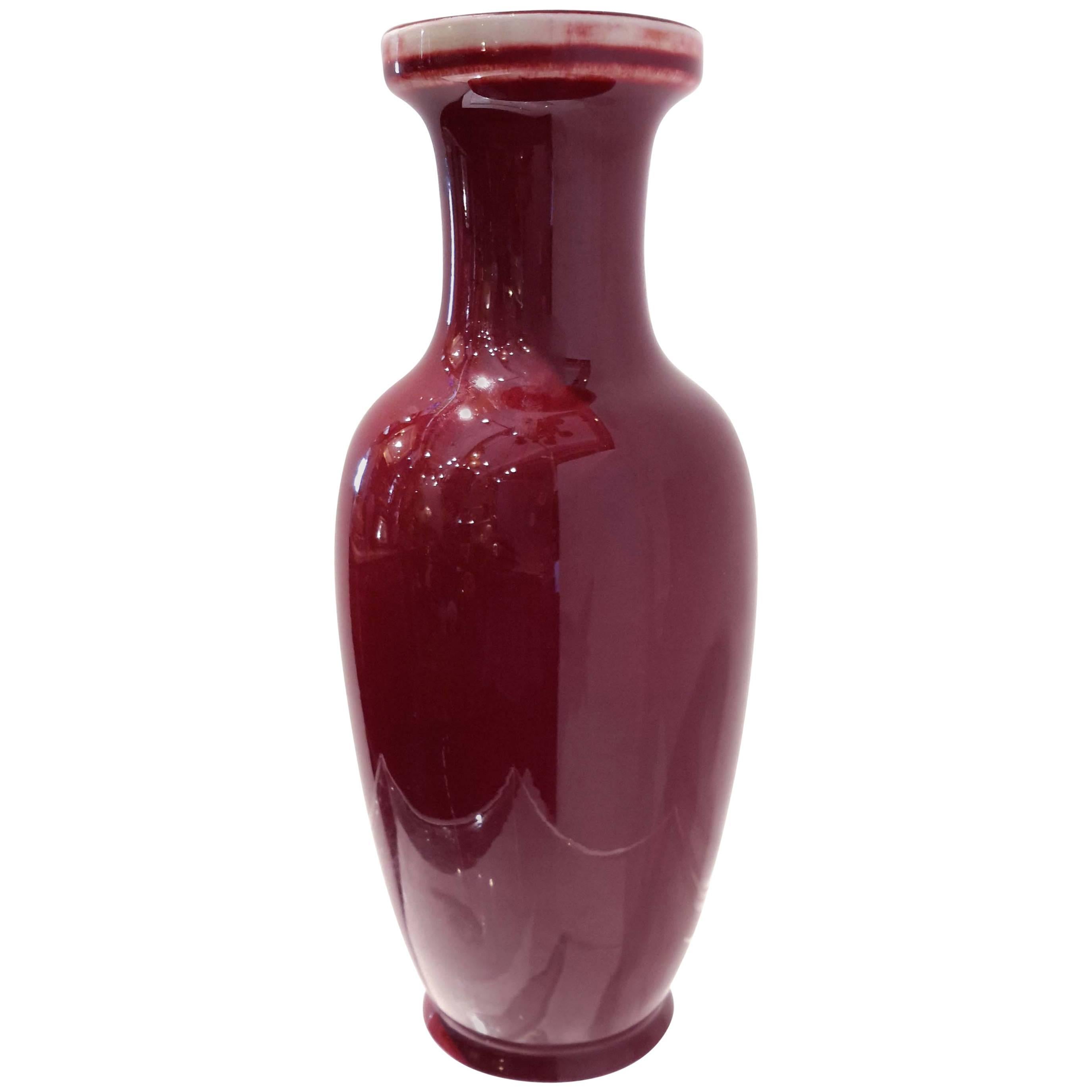 Chinese Ox Blood Glaze Porcelain Vase, circa 1900 For Sale