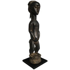 European Market Baule Carved Standing Male Figure, French Colonial Period