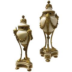 Pair of Louis XVI Style Gilt Bronze Cassolettes, French, 19th Century Pair of Louis XVI Style Gilt Bronze Cassolettes, French, 19th Century