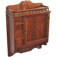 19th Century Unusual Pine Hanging Country Cabinet