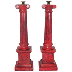 Coral Color Alabaster Table Lamps