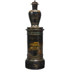 Unusual and Monumental German Black Japanned Faience Vase on Pedestal Berlin 8