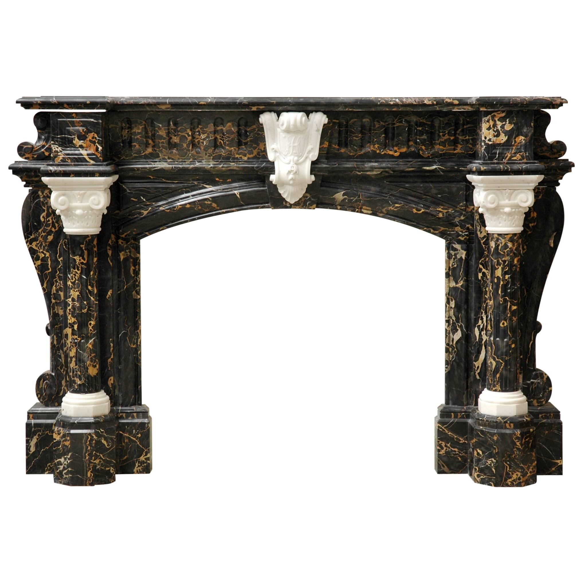 Exceptional Napoleon III Period Fireplace, Portor and Statuary Marble For Sale