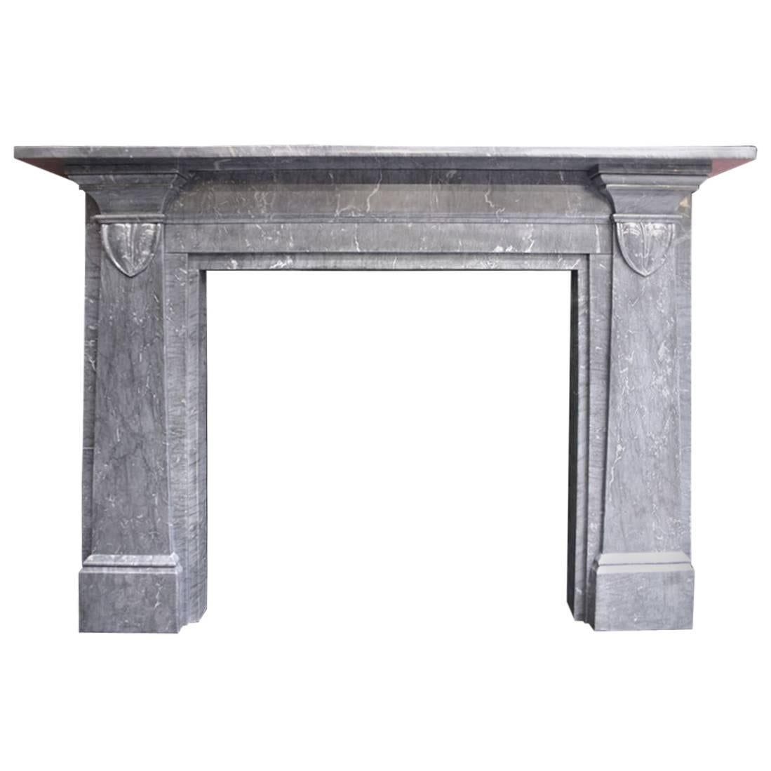 19th Century William IV Grey Marble Fireplace Mantle