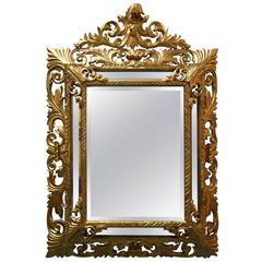 Large 19th Century Italian 'Florentine' Superbly Carved Giltwood Cushion Mirror 2