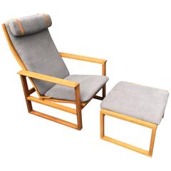 Oak Sled Chair and Footstool by Borge Mogensen for Fredericia Stolefabrik