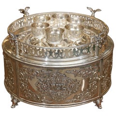 Antique Silver Seder Plate from Hungary, c. 1910-1920s