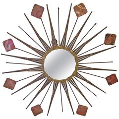 Copper, Iron and Steel Wall Mirror Sculpture and in the Manner of Curtis Jere 11