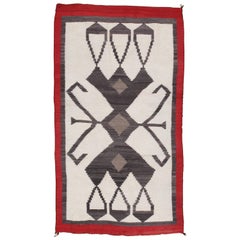 Vintage Navajo Rug, Oriental Rug, Fine Handmade Wool Rug, Taupe, Ivory, Red Gray