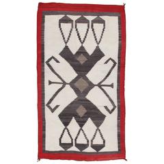Vintage Navajo Rug, Oriental Rug, Fine Handmade Wool Rug, Taupe, Ivory, Red Gray 4