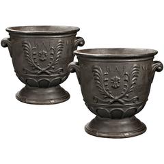 Ivar Johnsson for Näfveqvarn Bruk, Pair Swedish Case Iron Venus Rising Urns