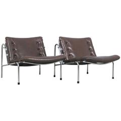 Two 1970s Martin Visser 'Kyoto' Chairs in Brown Leather