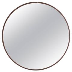 French Antique Large Round Metal Mirror