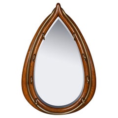 Antique 19th Century English Oak Horse Collar Shape Framed Mirror c.1890
