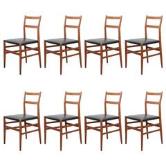 Set of Eight Signed "Leggera" Dining Chairs by Gio Ponti for Cassina