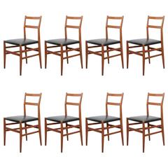 Set of Eight Signed "Leggera" Dining Chairs by Gio Ponti for Cassina