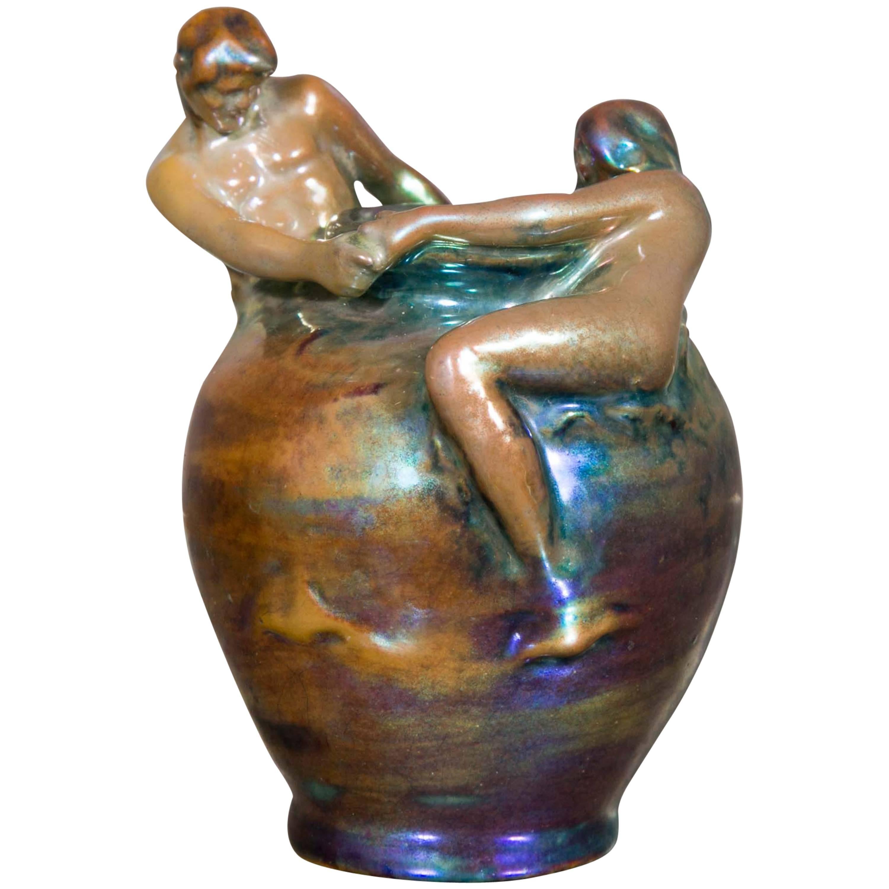 Beautiful Small Vase by Zsolnay For Sale