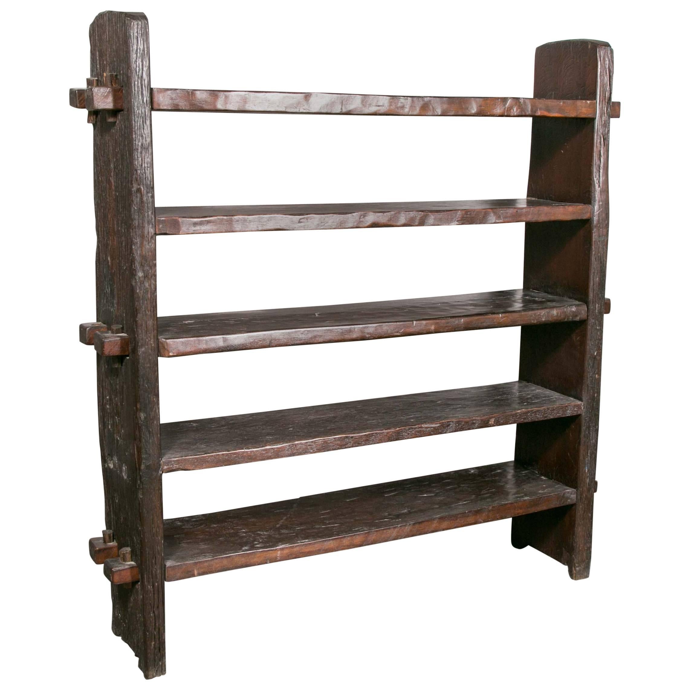 Impressive Stocky Wooden Shelf For Sale