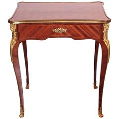 19th Century Louis XVI Parquetry Side Table Signed F Linke