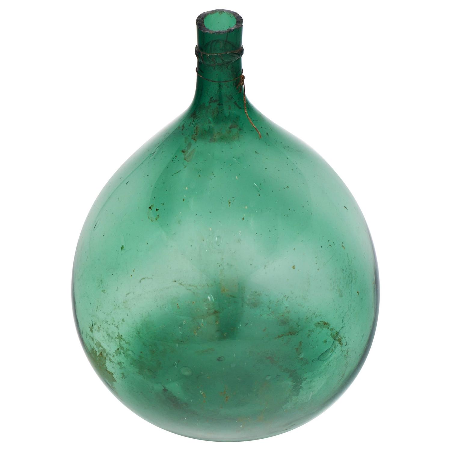 Antique French Wine Green Glass Bottle For Sale at 1stdibs
