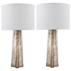 Pair of Murano "Pulegoso" Mercury Glass Table Lamps