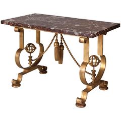 Gilbert Poillerat, Authenticated Gilt Iron Astrolabes et Passementeries Table