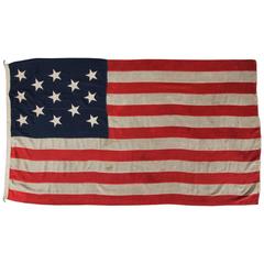 Antique 13 Star Flag with Stars in a 3-2-3-2-3 Lineal Configuration