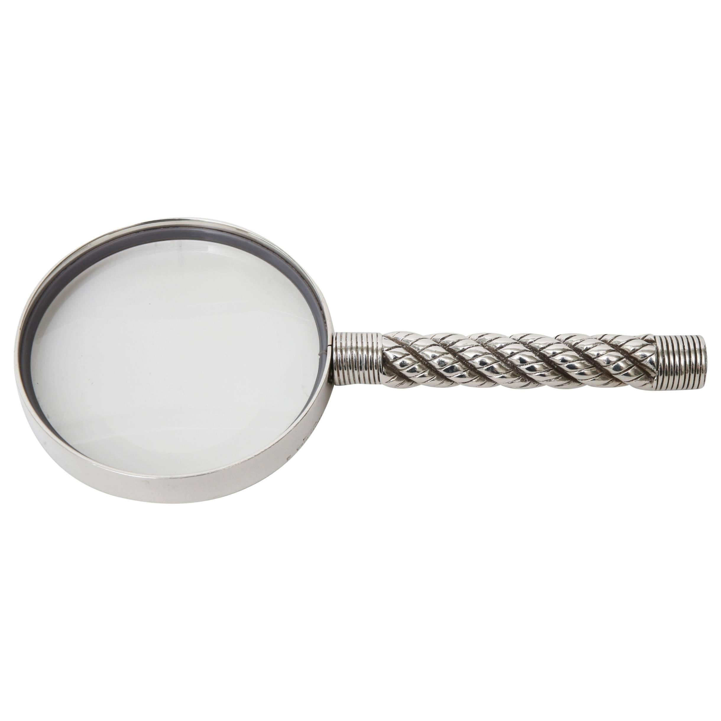 Hermes Vintage Silver-Plate Twisted& Braided Rope Magnifier/ Desk Magnifier