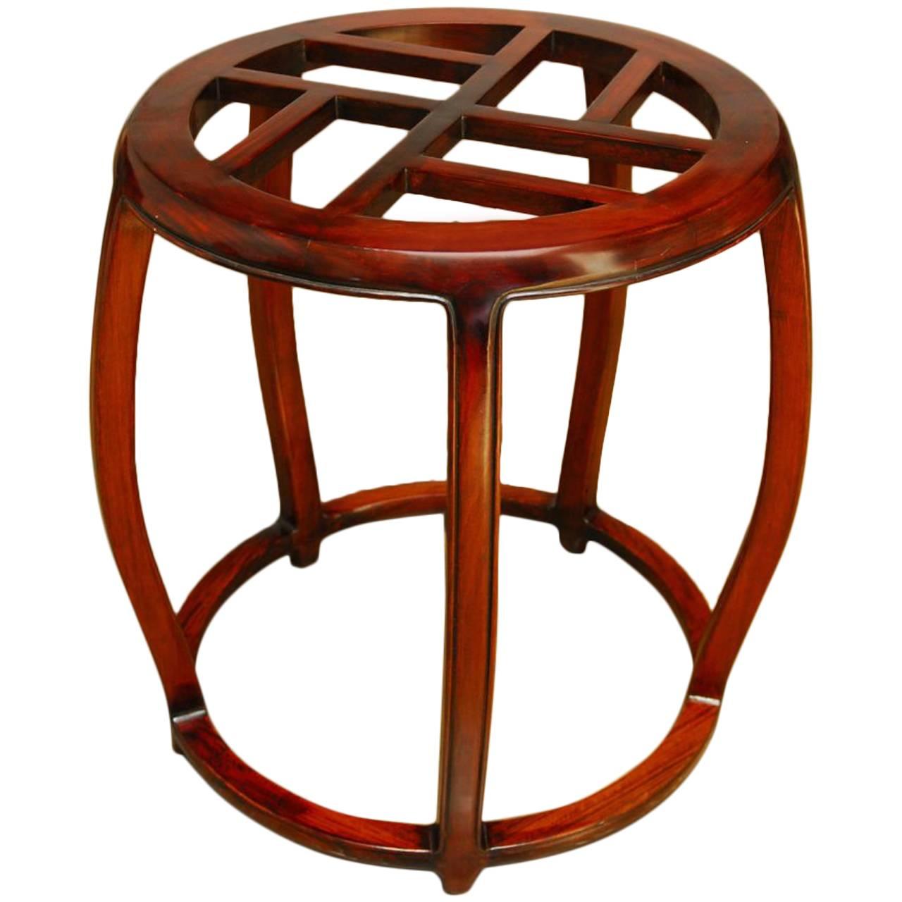 Chinese Rosewood Carved Drum Dining Table