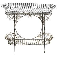 Antique Black French Wire Plant Stand