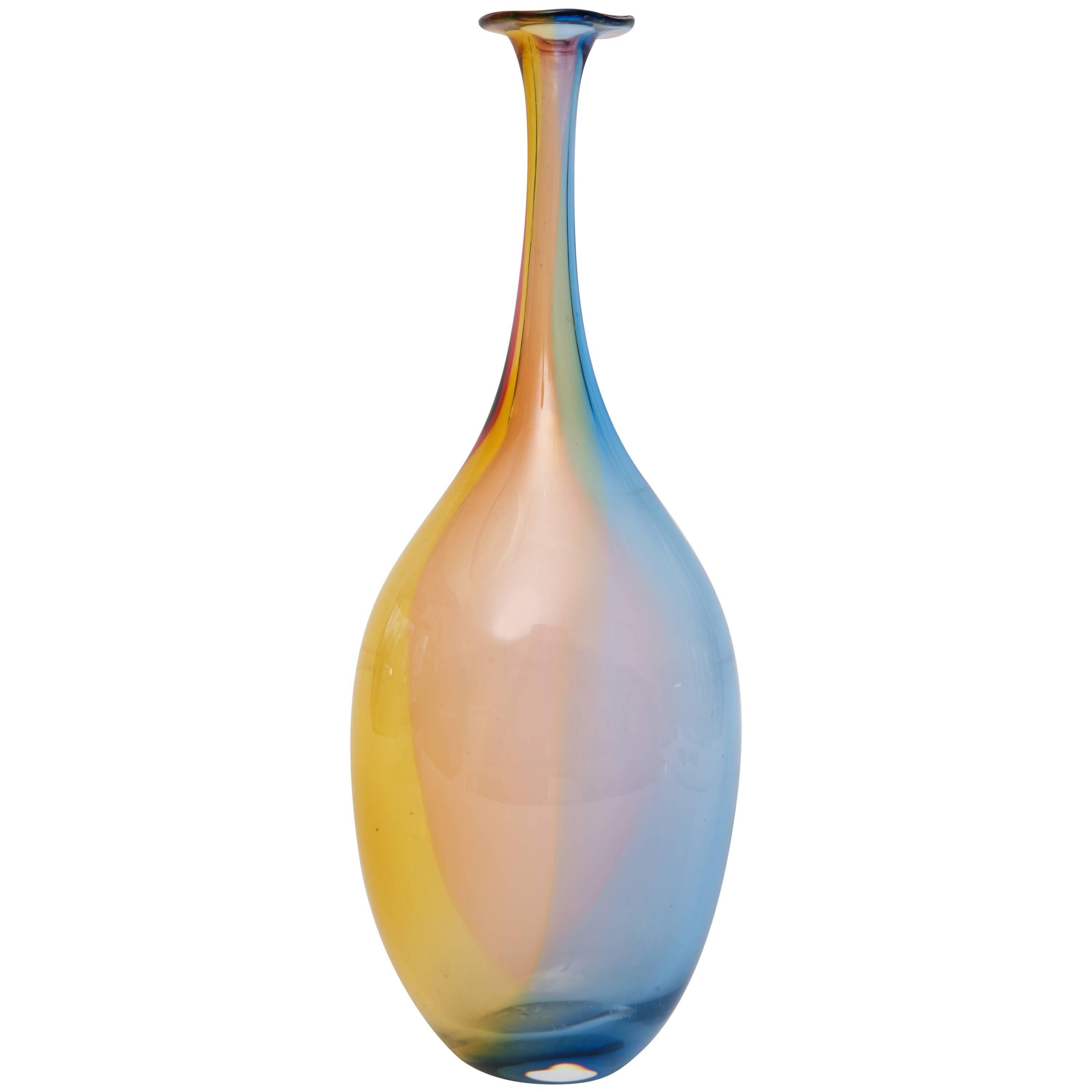 Signed Kjell Engman for Kosta Boda Rainbow Glass Vessel/Object 