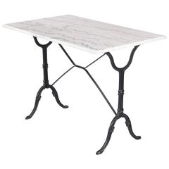 Vintage French Marble-Top Iron Base Bistro Table, 1970s