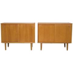 Vintage Pair of Danish Modernist Oak Cabinets