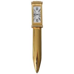 Retro Signed Mappin & Webb Clock 22-Carat Gold-Plated Letter Opener
