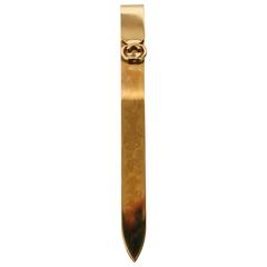 Gucci Gold-Plated Vintage Letter Opener With Red Leather Case/Desk Accessory