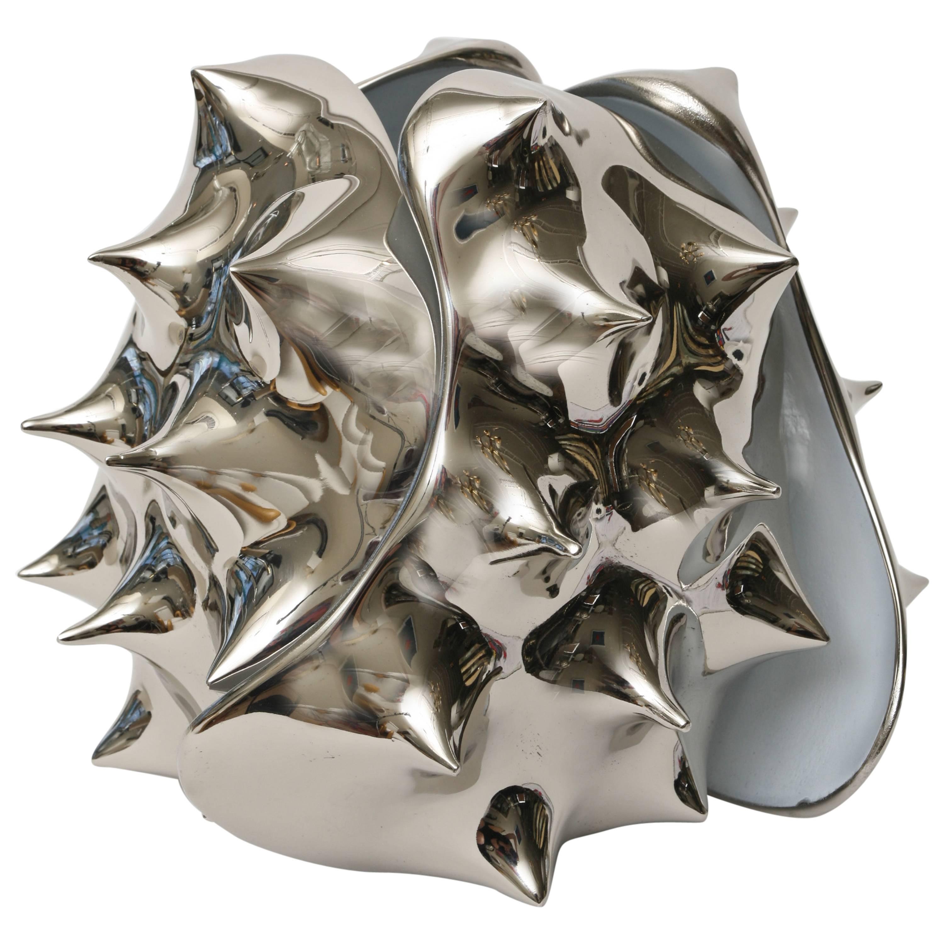 Sculptural Nickel Silver Table Lamp