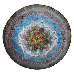 Bol en céramique bleu et violet à glaçure salée de style Fantoni, moderne du milieu du siècle dernier, italien