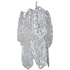 Italian Murano Mazzega Glass Pretzel Pendant Chandelier 1
