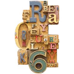 1960s Typeface Typesetter 3D Painted Wall Art Sculpture 8