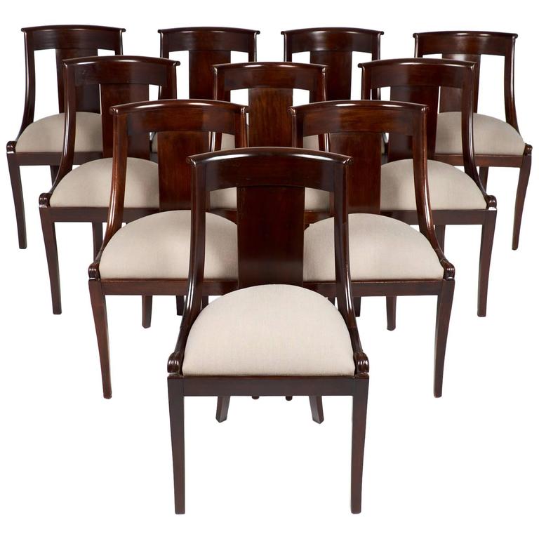 Rare Set Of Ten French Empire Mahogany Gondola Chairs At 1stdibs Rare Set Of Ten French Empire Mahogany Gondola Chairs For