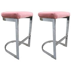 Pair of DIA Flat Bar Chrome Stools 3