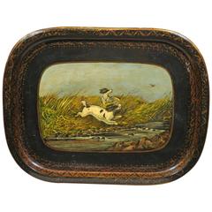 English Tole Painted Tray with Dogs